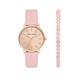 Armani Exchange Three-Hand Pink Leather Watch and Bracelet Set, One Colour, Women
