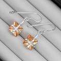 925 Sterling Silver Citrine Drop Dangle Hook Earrings Gift Boxed - Boho Jewellery/Orange Cushion Square Gemstone Jewelry Rios London