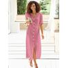 Sommerkleid CASUAL LOOKS "Kleid", Damen, Gr. 54, Normalgrößen, rosa (altrosa), Web, 55% Leinen, 45% Viskose, unifarben, lang, V-Ausschnitt, Kurzarm, Kleider