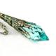 Aquamarine Turquoise Necklace, Swarovski Crystal, Antique Gold Brass, Green Blue Seafoam, Victorian Jewelry, March December Birthstone