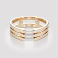 Natural DןIamond Needle Baguette Stacked Wedding Ring 14K Solid Gold Unique Minimalist Multi Stone Sizes 4 - 10