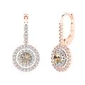 1.79 Ct Brilliant Round Cut Halo Drop Dangle Genuine Yellow Moissanite Stonewhite/Rose Gold Earrings Lever Back