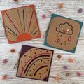 stitch Your Own Eco Friendly Card Embroidery Kit - Rainbow Brights Sunshine Smiley Cloud, Mini Craft Kit, Diy Letterbox Craft