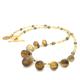 Smokey Quartz Briolette's With 24K Gold Flakes Necklace, Citrine Pyrite Statement One Of A Kind Necklace