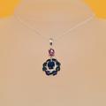 Sapphire Garnet Necklace, Rhodolite Garnet, Natural Precious Gemstones, Baroque Collection, Handmade Jewellery, Sterling Silver, Pendant