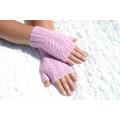 Alpaca Wool Pink Fingerless Gloves, Hand Knitted Alpaca Handmade Cable Knit Arm Warmers, Gloves