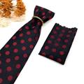 Black Necktie, Red Polka Dotted Mens Neckties, Pocket Square Handkerchief Option, Necktie, Set