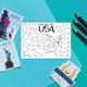 Usa Map Outline Sticker - Colour-In Map, Travel Scrapbook Sticker, Journal Map Stickers, Paper Color-In States, America
