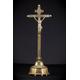 Renaissance Altar Crucifix From The 1600S | Antique 17Th Century Bronze Standing Cross Jesus Christ Crucifixion 20.9