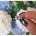 Crushed Ice Cut Simulated Diamond Oval Ice Cut 3 Stone Trilogy Ring in White Gold Filled Or Titanium - Engagement Ring Handmade