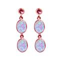 9Ct Rose Gold Fiery White Opal Oval Double Drop Dangling Studs Earrings High Quality British Made Jewellery
