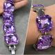 Stunning Lilac Cuff Crystal Bracelet | 23mm Austrian Stones Bold Effect Purple Faux Diamond Imitation Jewels Occasional Costume Jewelry