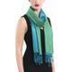 100% Silk Unisex Scarf - Two Tone Plain Blue & Green Luxurious Pure Gift For Her