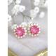 Pink Earrings, Crystal Gold Stud Stud Pink Earrings, Bridesmaids Jewelry, Earrings Handmade Gift For Her