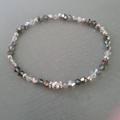 Grey Swarovski Crystal Stretch Bracelet Sterling Silver Tiny 4mm Grey Shades Beaded Sparkly Crystal Jewellery Gift Mum