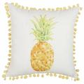 Shah One Pillow, Pineapple Print Mini Pom-Pom Edge Throw Cushion Cover, Fruit Home Decor