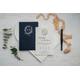 White Wedding Invitation Card With Navy Blue Envelope Silver Foil Custom Themed Unique Invite For Guests