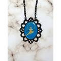 Russian Matchbox Lyra Girl Black Pendant Aerial Dance Cameo Necklace