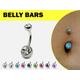 Titanium Curved Barbell Belly Bar Rings With Cz Crystals - 14G | 1.6mm Navel Ring Button Jewelry Length 6mm To 16mm