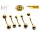 14K Gold Curved Barbell Piercing 14G Jewelry For Vertical Labret, Belly Ring, Eyebrow Studs, Rook - Choose Ball Sizes