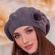 Gray Graphite Knit Beret For Women Cute Womens Hat Angora Wool French Birthday Christmas Gifts Her