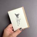 Whippet Puppy Card - Whippy Puppy Sighthound- Letterpress Note Cards Small Birthday Card Puppies Thank You Christmas