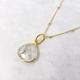 Genuine Herkimer Diamond Necklace | April Birthstone 18 Carat Gold Vermeil Crystal Charm Chain White Grey Gemstone Pendant