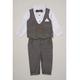 Little Gent Baby Boy Grey Mock Waistcoat & Braces Cotton 3-Piece Gift Set - Size 3-6M