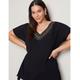 Autograph Womens Short Sleeve V Neck Diamante Party Top - Plus Size - Black Viscose - Size 14 UK