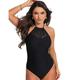 Pour Moi Womens 29406 Summer Breeze High-Neck Swimsuit - Black Elastane - Size 12 UK
