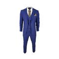 Paul Andrew Mens Blue Brown Check 3 Piece Tailored Fit Suit - Size 52 (Chest)