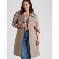 Autograph Womens Woven Suedette Trench Coat - Plus Size - Taupe - Size 22 UK
