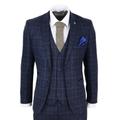 Paul Andrew Mens 3 Piece Navy Blue Tweed Check Vintage Suit - Size 52 (Chest)