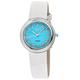 Gv2 Arezzo Womens Diamond Swiss Quartz Turquoise Dial, Genuine Italian Handmade Torquoise Leather Watch - White - One Size