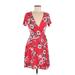 One Clothing Casual Dress - Wrap: Red Floral Dresses - Women's Size Medium