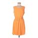 Athleta Casual Dress - Mini Scoop Neck Sleeveless: Orange Print Dresses - Women's Size 10 Petite