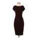 Express Casual Dress - Sheath Crew Neck Short sleeves: Burgundy Solid Dresses - Women's Size Small