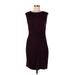 Kut from the Kloth Casual Dress - Sheath Crew Neck Sleeveless: Burgundy Print Dresses - Women's Size 12 Petite