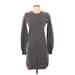 Polo by Ralph Lauren Casual Dress - Sweater Dress Crew Neck Long sleeves: Gray Solid Dresses - Women's Size Small