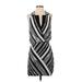 ASOS Casual Dress - Mini V Neck Sleeveless: Silver Stripes Dresses - New - Women's Size 2