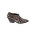 & Other Stories Ankle Boots: Slip-on Chunky Heel Boho Chic Burgundy Snake Print Shoes - Women's Size 38 - Almond Toe