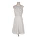 TAILORED by Rebecca Taylor Casual Dress - A-Line High Neck Sleeveless: Gray Solid Dresses - Women's Size 2