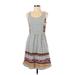 Maison Jules Casual Dress - Fit & Flare: Gray Fair Isle Dresses - Women's Size Small