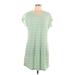 ExOfficio Casual Dress - Mini Scoop Neck Short sleeves: Green Stripes Dresses - Women's Size Large