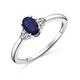 OROVI Jewellery for Women Sapphire and Diamond Engagement Ring in White Gold with 6 Natural Brilliant Cut Diamonds and 1 Natural Gemstone/Birthstone oval blue Sapphire Ring crafted in 9K (375) Gold