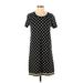 Kate Spade New York Casual Dress - Shift High Neck Short sleeves: Black Polka Dots Dresses - Women's Size Small