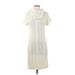 Nine West Casual Dress - Sweater Dress Mock Short Sleeve: Ivory Dresses - Women's Size Medium