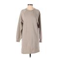 H&M Casual Dress - Sweater Dress High Neck Long sleeves: Gray Color Block Dresses - Women's Size Small