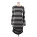 Harve Benard Casual Dress - Sweater Dress: Gray Stripes Dresses - Women's Size Medium