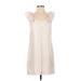 J.Crew Factory Store Casual Dress - Shift Scoop Neck Sleeveless: Ivory Print Dresses - Women's Size 2